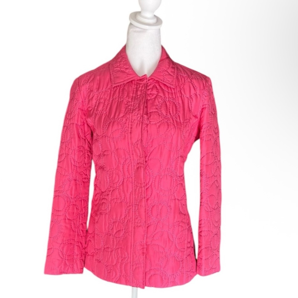 Sigrid Olsen women’s small pink coat, jacket knit and quilted, button front